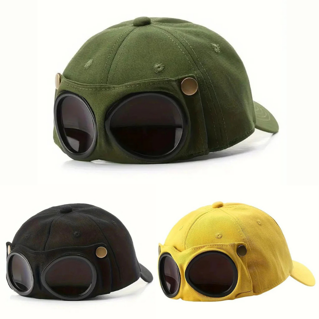 Stylish Goggles Cap – Trendy Unisex Outdoor Hat with Built-in Sunglass Design