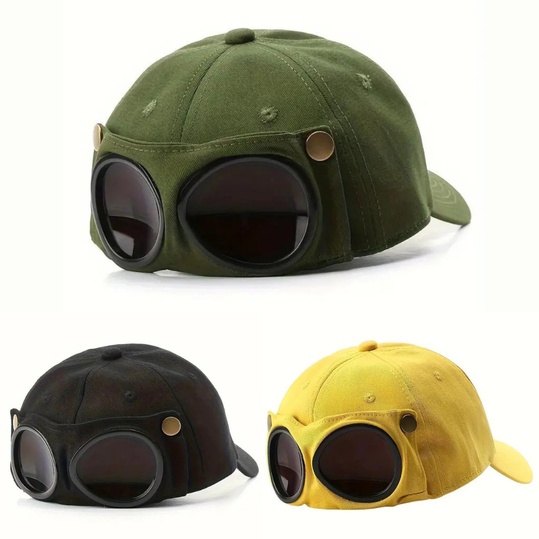 Stylish Goggles Cap – Trendy Unisex Outdoor Hat with Built-in Sunglass Design