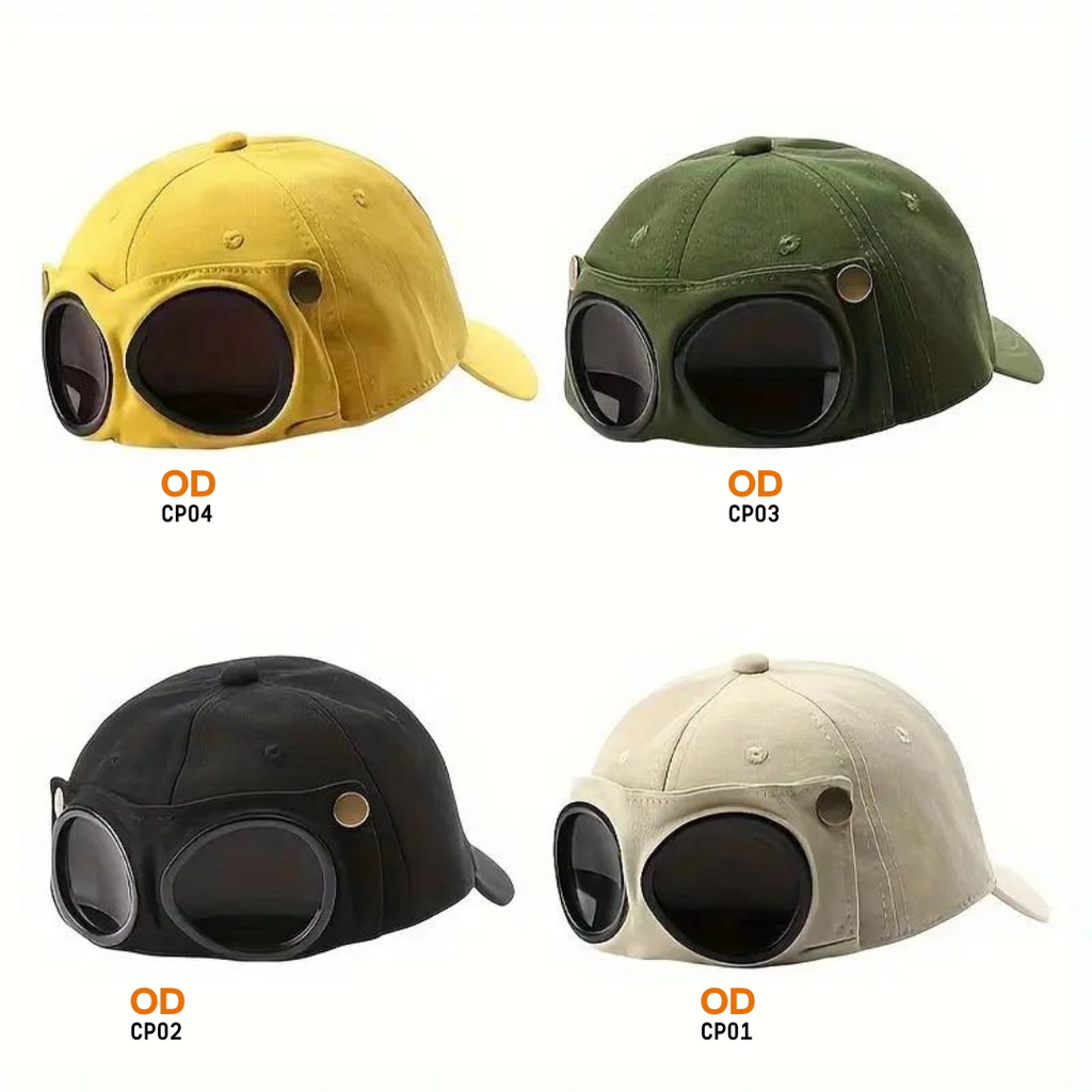 Stylish Goggles Cap – Trendy Unisex Outdoor Hat with Built-in Sunglass Design