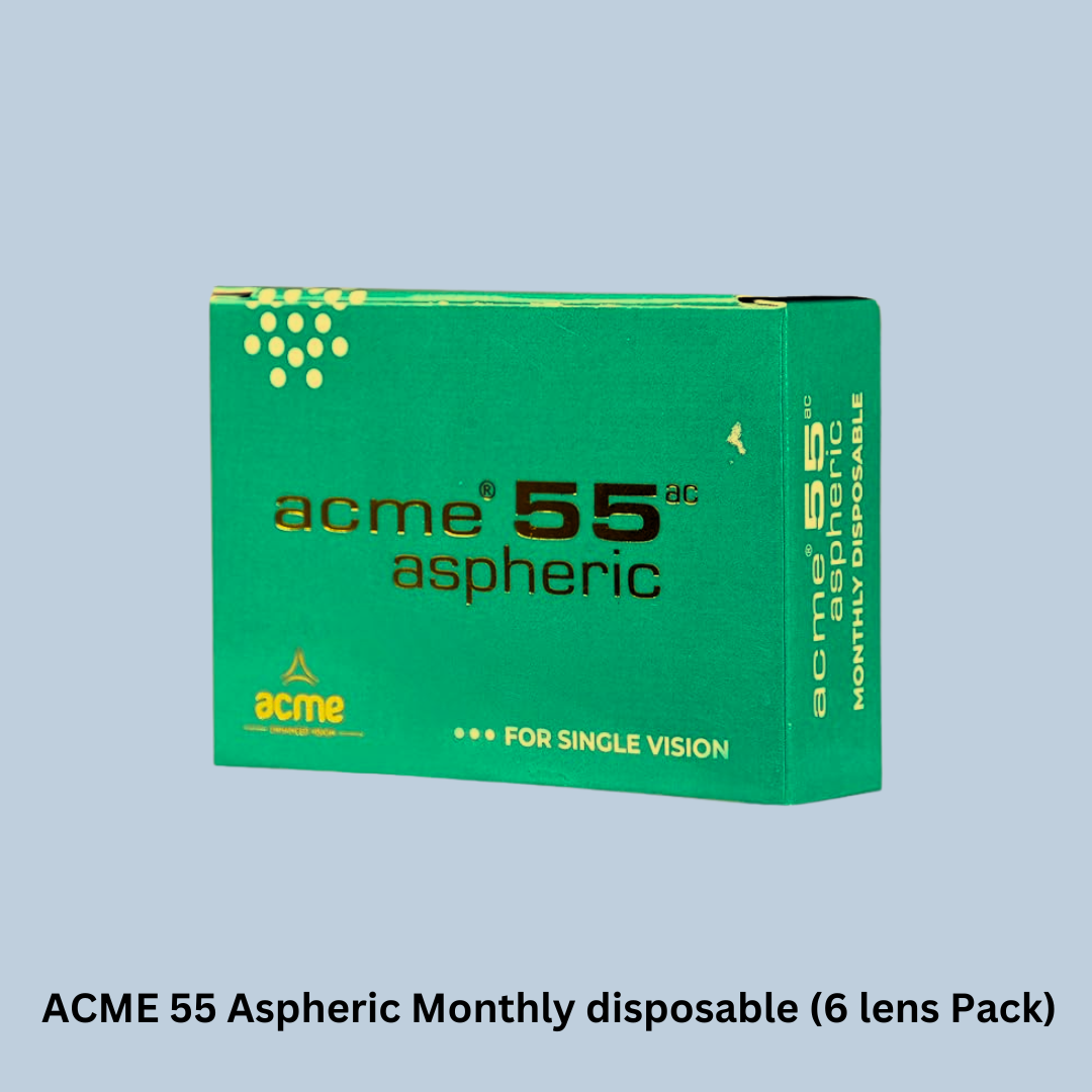 A close-up of the Optical Duniya ACME 55 Aspheric lenses being held by someone.