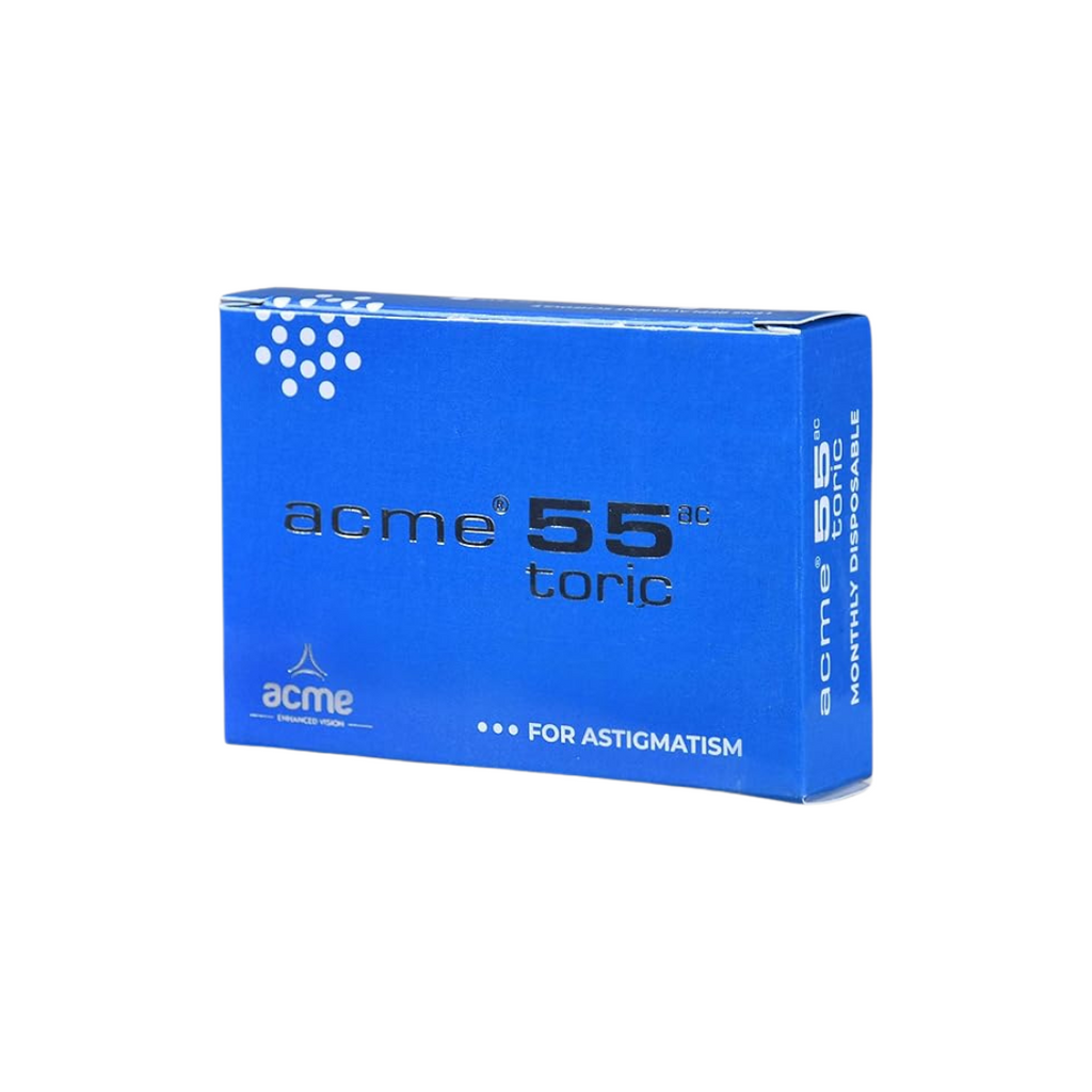Close-up of the Optical Duniya Acme 55 Toric lens with UV blocker, highlighting its features.
