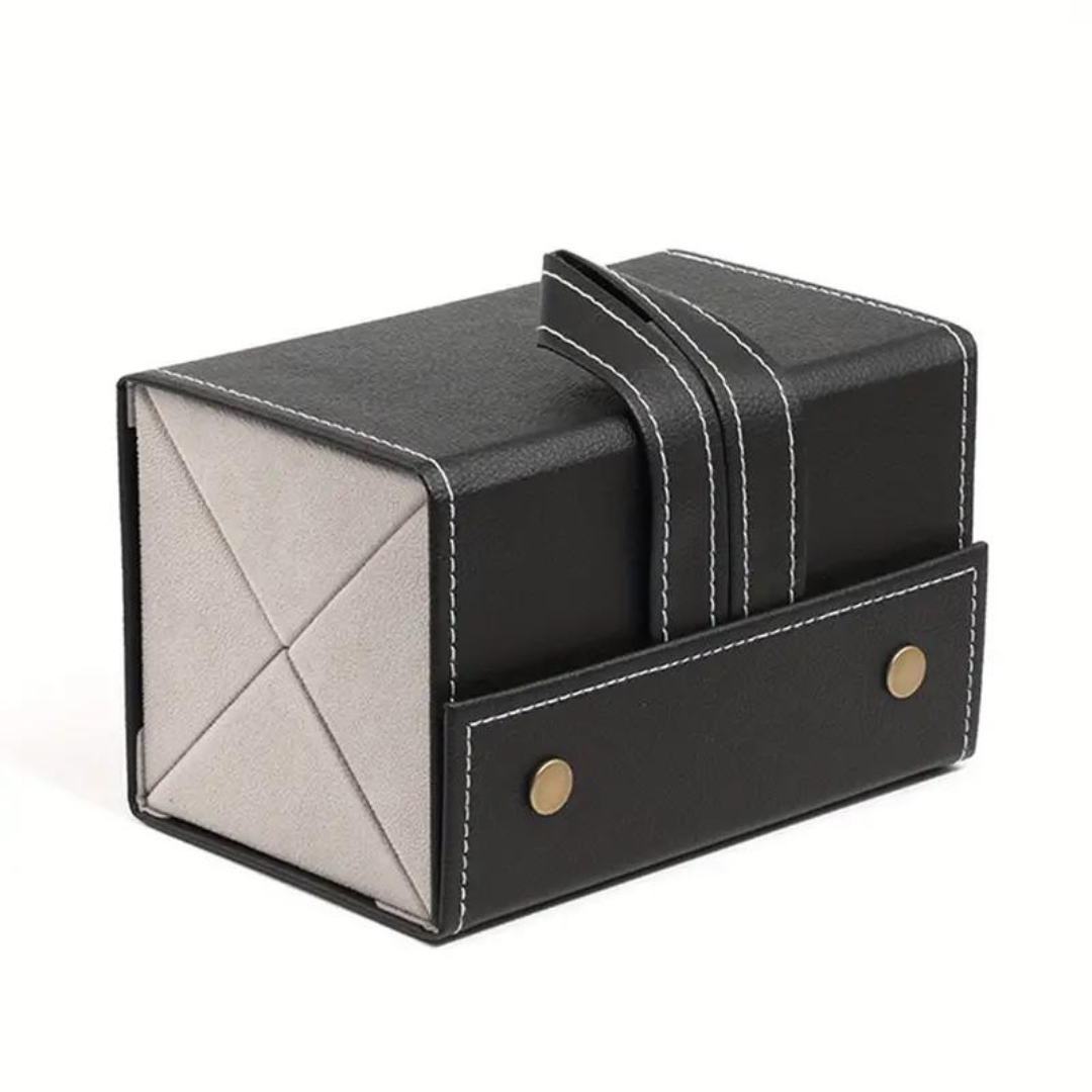 Sunglasses neatly arranged in a compartmentalized holder labeled Optical Duniya Locker.